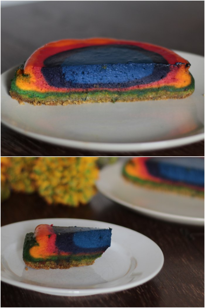 Von innen - Regenbogen Käsekuchen für das Lecker für jeden Tag Thema: Genuss in allen Farben - diephotographin